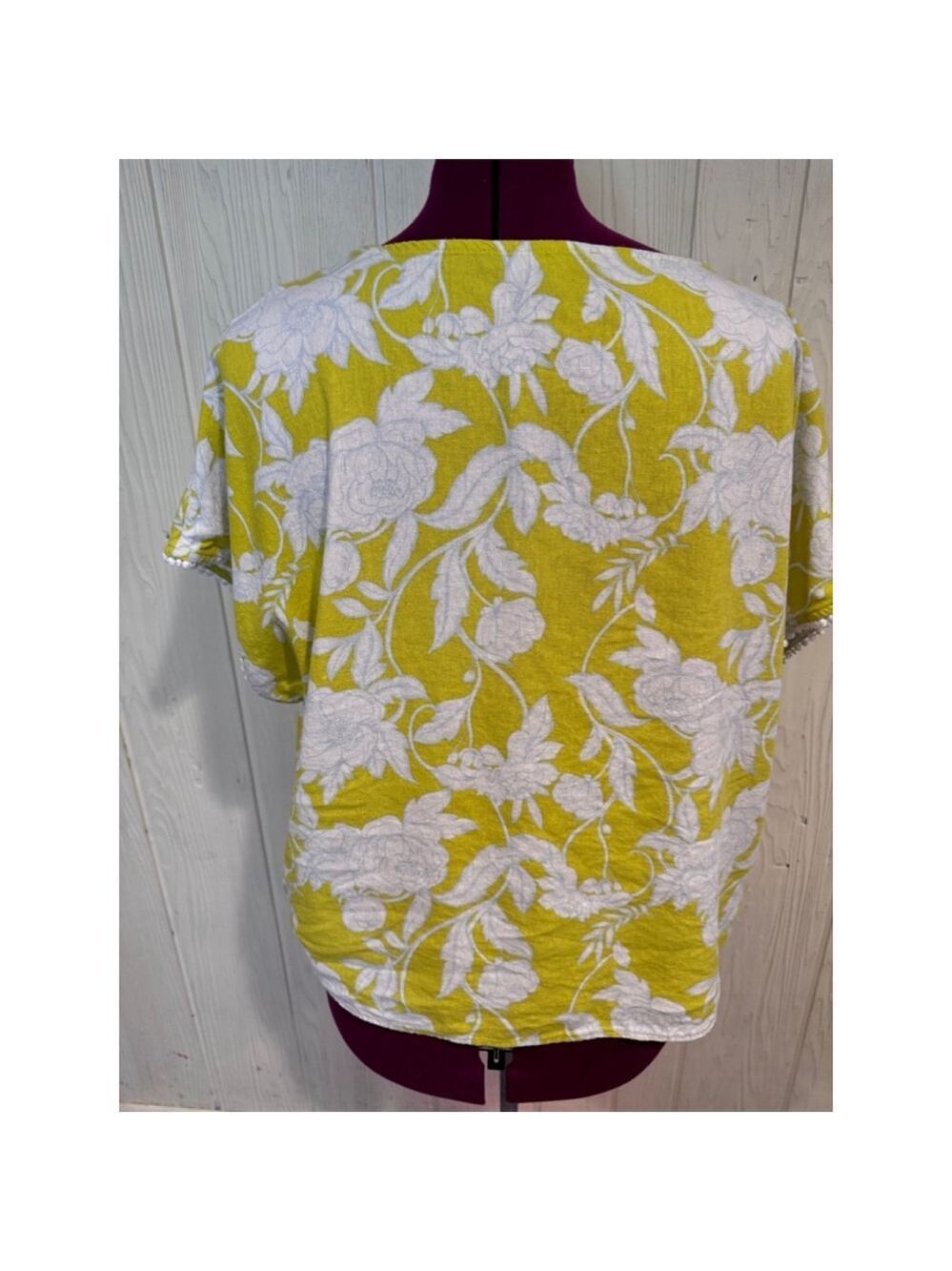 Marc New York Linen Blend Floral Top Yellow White XL - Picture 4 of 12